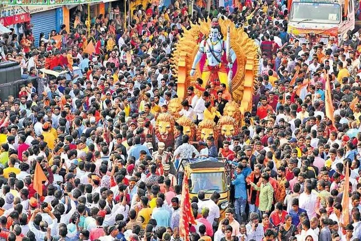 traffic restrictions and diversions in many parts of hyderabad due to sri rama shobha yatra
