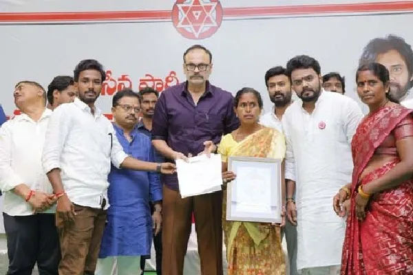 Janasena MLC Nagababu Distributes Insurance Checks to Affected Families